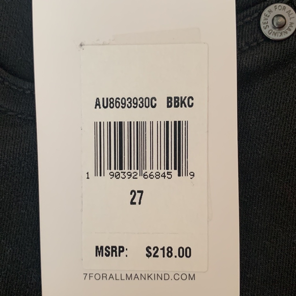 Black 7 For All Mankind Skinny Jeans